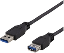 DELTACO USB3-241 - USB-forlengelseskabel - USB-type A (hunn) til USB-type A (hann) - USB 3.1 Gen 1 - 1 m - svart