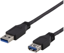 DELTACO USB3-242 - USB-forlengelseskabel - USB-type A (hunn) til USB-type A (hann) - USB 3.1 Gen 1 - 2 m - svart