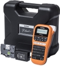 Brother P-Touch PT-E110VP - Etikettmaker - S/H - termotransfer - Rull (1,2 cm) - 180 dpi - inntil 20 mm/sek - kutter - 2-linjers utskrift - svart, oransje