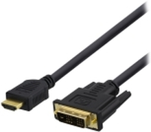 DELTACO HDMI-112D - Adapterkabel - HDMI hann til DVI hann - 2 m - svart - 1080p-støtte