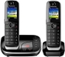 Panasonic KX-TGJ322, DECT telefon, Telefonhøjttaler, 250 entries, Navn og vis-nummer, Tekstbeskeder (SMS), Sort. Telefonsvare virker ikke i DK.