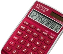 Citizen CPC-112RD, Lomme, Grunnleggende, 12 sifre, Vippbar skjerm, Batteri/Solcelle, Rød