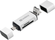 Sandberg - Kortleser (SD, microSD) - micro USB / USB / USB-C
