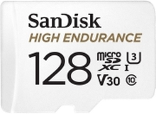 SanDisk High Endurance - Flashminnekort (microSDXC til SD-adapter inkludert) - 128 GB - Video Class V30 / UHS-I U3 / Class10 - microSDXC UHS-I
