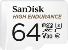 SanDisk High Endurance - Flashminnekort (microSDXC til SD-adapter inkludert) - 64 GB - Video Class V30 / UHS-I U3 / Class10 - microSDXC UHS-I
