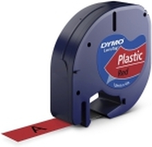 Labeltape DYMO LetraTAG 12mm x 4m rød plasttape