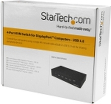 StarTech.com 4 Port DisplayPort KVM Switch - DP KVM Switch with Audio and Built-in USB 3.0 Hub for Peripherals - 4K 30Hz (SV431DPU3A2) - KVM / lyd / USB-svitsj - 4 x KVM/lyd/USB + 3 x SuperSpeed USB - 1 lokalbruker - rackmonterbar - AC 120/230 V / DC 9 - 