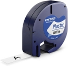 Labeltape DYMO LetraTag 12mm x 4m hvid plasttape