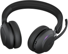 Jabra Evolve2 65 MS Stereo - Hodesett - on-ear - Bluetooth - trådløs - USB-A - lydisolerende - svart - Certified for Microsoft Teams