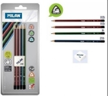 Milan Triangular pencils 4 pcs + eraser 430 MILAN blister