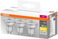 OSRAM LED BASE - LED-lyspære med reflektor - form: PAR16 - GU10 - 3.6 W (ekvivalent 50 W) - klasse A++ - varmt hvitt lys - 2700 K (en pakke 3)