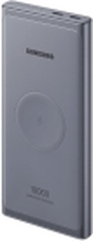 Samsung Wireless Battery Pack EB-U3300 - Trådløs ladepute / nødlader - 10000 mAh - 25 watt - 3 A - QC 2.0, FC - 2 utgangskontakter (24 pin USB-C) - på kabel: USB-C - mørk grå