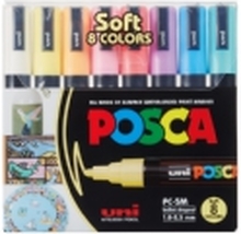 Marker Uni Posca PC-5M Soft Colors ass. farver - (8 stk.)