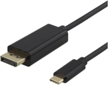DELTACO USBC-DP200 - DisplayPort-kabel - 24 pin USB-C (hann) til DisplayPort (hann) - 2 m - 4K-støtte - svart