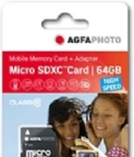 AgfaPhoto - Flashminnekort (microSDXC til SD-adapter inkludert) - 64 GB - microSDXC UHS-I