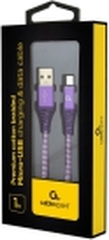 Cablexpert Premium - USB-kabel - Micro-USB Type B (hann) til USB (hann) - USB 2.0 - 2.1 A - 1 m - hvit, lilla