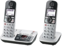 Panasonic KX-TGE522GS - Trådløs telefon - svarersystem med anrops-ID - DECT - treveis anropskapasitet + ekstra håndsett