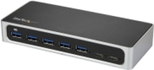 StarTech.com 7 Port USB C Hub with Fast Charge Port, USB-C to 5x USB-A 2x USB-C USB 3.0 (USB 3.1/3.2 Gen 1 SuperSpeed 5Gbps), Self Powered Type-C Hub w/ Power Adapter, Desktop/Laptop Hub - Windows/macOS/Linux (HB30C5A2CSC) - Hub - 5 x SuperSpeed USB 3.0 +