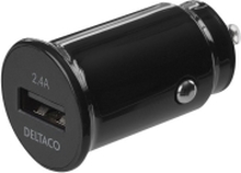 DELTACO USB-CAR123 - Bilstrømadapter - 12 watt - 2.4 A (USB) - svart
