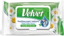 Velvet Cellulose toalettpapir VELVET Rum Aloe, fuktet, 42 ark, hvit