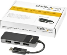 StarTech.com 3-Port Multi Monitor Adapter, DisplayPort 1.4 to 3x 4K DP Video Splitter, Triple or Dual 4K, Laptop/Desktop DisplayPort MST Hub for Multiple Monitors, Windows Display Adapter - Multi Stream Transport (MST14DP123DP) - Video/lyd-splitter - 4 x 