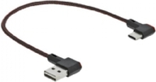 Delock Easy - USB-kabel - USB (hann) venstre/høyre-vinklet, reversibel til USB-C (hann) venstre/høyre-vinklet, reversibel - 20 cm - svart