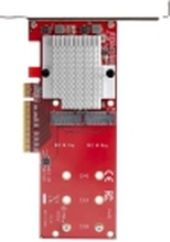 StarTech.com Dual M.2 PCIe SSD Adapter Card, x8 / x16 Dual NVMe or AHCI M.2 SSD to PCI Express 3.0, M.2 NGFF PCIe (M-Key) Compatible, Vented, Supports 2242, 2260, 2280, JBOD, Mac & PC - Full/Low-Profile Brackets (PEX8M2E2) - Grensesnittsadapter - M.2 - Ex