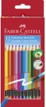 Farveblyant Faber-Castell Red Line 12 stk. ass. farver med viskelæder