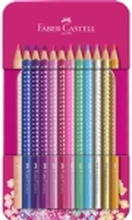 Farveblyanter Faber-Castell Sparkle med 12 ass. farver i metalæske
