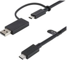 StarTech.com 3ft (1m) USB C Cable w/ USB-A Adapter Dongle, Hybrid 2-in-1 USB C Cable w/ USB-A | USB-C to USB-C (10Gbps/100W PD), USB-A to USB-C (5Gbps), USB-A Host to USB-C DisplayLink Dock - Ideal for Hybrid Dock (USBCCADP) - USB-kabel - 24 pin USB-C (ha