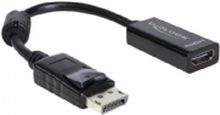 Delock Adapter Displayport male > HDMI female - Video adapter - DisplayPort hann til HDMI hunn - 12.5 cm