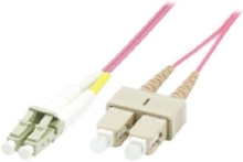 MicroConnect - Nettverkskabel - LC/UPC multimodus (hann) til SC/UPC multimodus (hann) - 1,5 m. - 2 mm - fiberoptisk - dupleks - 50 / 125 my - OM4 - halogenfri - erika fiolett