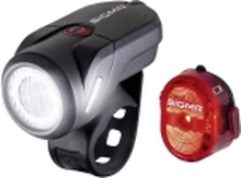 SIGMA Light set Aura 35 USB/ Nugget II Black/ red Li-ion, 35 lux (standard), 15 lux (eco), USB-rechargable light set, Set,