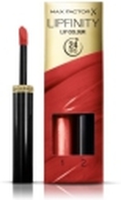 Max Factor Lipfinity Lip Colour, Rød, Hot, 1 farger, Farging, Fuktighets krem, Shine (lys), Væske
