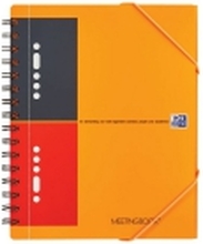 Oxford International Meetingbook A5+ - Notisbok - spiralbundet - 80 ark / 160 sider - hvitt papir - linjert - 10 hull - oransje perm - polypropylen (PP)