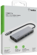 Belkin CONNECT USB-C 6-in-1 Multiport Adapter - Dokkingstasjon - USB-C - HDMI - 1GbE