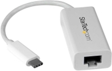 StarTech.com USB C to Gigabit Ethernet Adapter - White - USB 3.1 to RJ45 LAN Network Adapter - USB Type C to Ethernet (US1GC30W) - Nettverksadapter - USB-C - Gigabit Ethernet - hvit