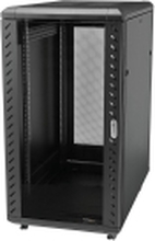 StarTech.com 32U 19 Server Rack Cabinet, Adjustable Depth 6-32 inch, Lockable 4-Post Network/Data/AV Equipment Rack Enclosure w/ Glass Door & Casters, Flat Pack, 1763lb/800kg Capacity - Free Standing Server Rack (RK3236BKF) - Rack skap - 4-stangs - står p