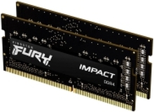 Kingston FURY Impact - DDR4 - sett - 32 GB: 2 x 16 GB - SO DIMM 260-pin - 3200 MHz / PC4-25600 - CL20 - 1.2 V - ikke-bufret - ikke-ECC - svart