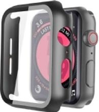 Alogy Case 2in1 cover overlay with glass for Apple Watch 4/5/6/SE 44mm Black