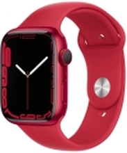 Apple Watch Series 7 (GPS) - (PRODUCT) RED - 45 mm - rød aluminium - smartklokke med sportsbånd - fluorelastomer - rød - båndbredde: Regular - 32 GB - Wi-Fi, Bluetooth - 38.8 g
