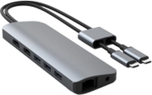 HYPER HD392-GRAY, USB 3.2 Gen 1 (3.1 Gen 1) Type-C, 60 W, Grå, MicroSD (TransFlash), SD, 3.5mm, HDMI, RJ-45, USB 3.2 Gen 1 (3.1 Gen 1) Type-A, USB 3.2 Gen 1 (3.1 Gen 1) Type-C, USB