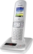 Panasonic KX-TGH720G - Trådløs telefon - svarersystem med anrops-ID/samtale venter - DECT\GAP - treveis anropskapasitet - sølvperle