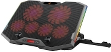 Conceptronic ERGO Gaming - Notebookvifte - med 2-port USB 2.0 hub, smartphone stand - 17 - 100 mm/70 mm - svart