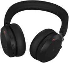 Jabra Evolve2 75 - Hodesett - på øret - Bluetooth - trådløst, kabling - aktiv støyreduksjon - USB-A - støyisolerende - svart - Sertifisert for Microsoft Teams