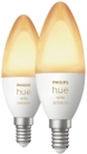 Philips Hue White ambiance stearinlys - E14-pærer - 2-pakning