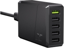 Green Cell ChargeSource 5 - Strømadapter - 52 watt - 2.4 A - Apple Fast Charge, GC Ultra Charge, Huawei Fast Charge, QC 3.0, AFC - 5 utgangskontakter (USB) - svart