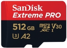 SanDisk Extreme Pro - Flashminnekort (microSDXC til SD-adapter inkludert) - 512 GB - A2 / Video Class V30 / UHS-I U3 / Class10 - microSDXC UHS-I