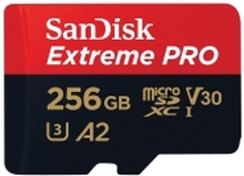 SanDisk Extreme Pro - Flashminnekort (microSDXC til SD-adapter inkludert) - 256 GB - A2 / Video Class V30 / UHS-I U3 / Class10 - microSDXC UHS-I