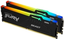 Kingston FURY Beast RGB - DDR5 - sett - 16 GB: 2 x 8 GB - DIMM 288-pin - 5600 MHz / PC5-44800 - CL40 - 1.25 V - ikke-bufret - on-die ECC